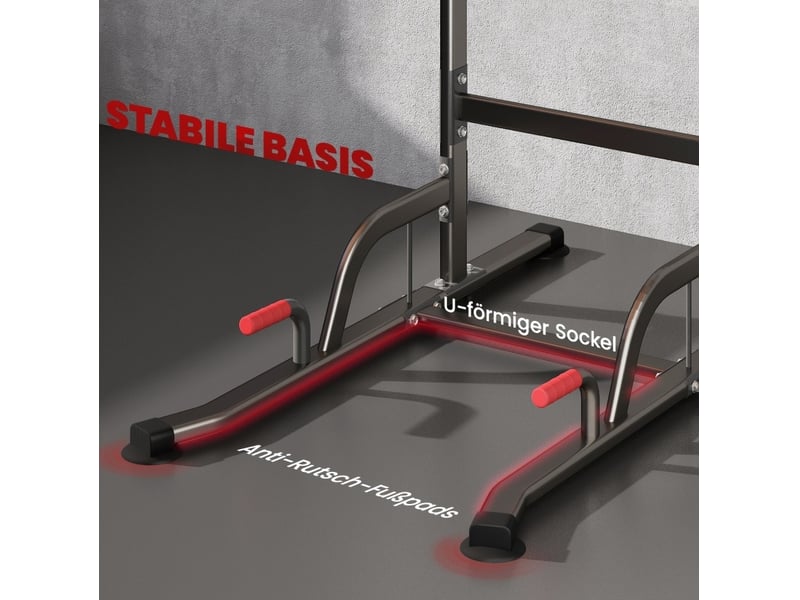 Tour de musculation 123x98x239 cm réglable métal rouge et noir - Conforama D