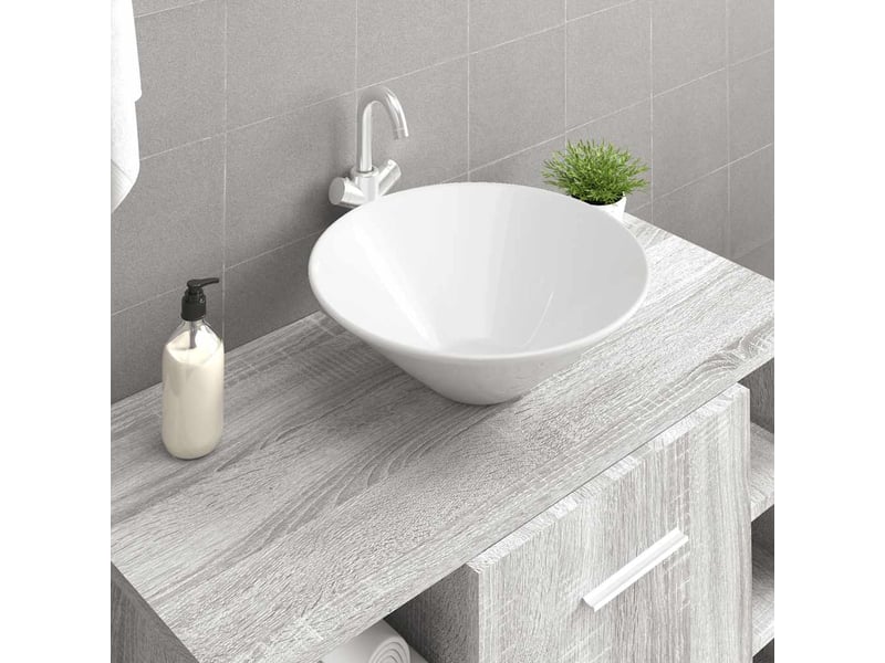  Lot de 2 lavabos, vasque à poser blanc 42x42x14 cm céramique cf65688  - Conforama B
