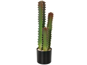 Cactus artificiel décoratif de 66 cm avec pot et 3 feuilles vertes pour la décoration intérieure