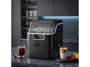 Machine à glaçons, 20 kg en 24h, 24 glaçons en 14-18 min, ice maker avec fonction autonettoyante, 25,2x36x37,1cm, noir