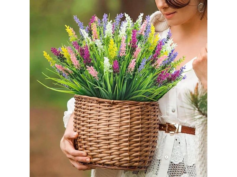 12 bundles fleur artificielle exterieur fausse lavande plantes décoration artificielles d'extérieur plantes de balcon pour les jardins intérieurs,la décoration florale de balcon etc - Conforama D