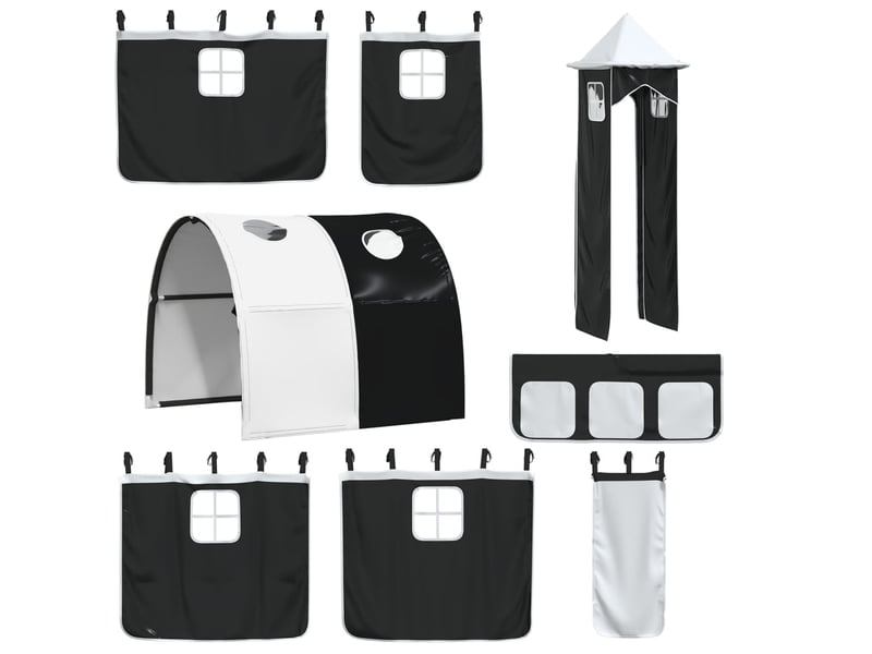  Rideaux pour lit mezzanine avec tunnel et tour blanc et noir cf44933  - Conforama C