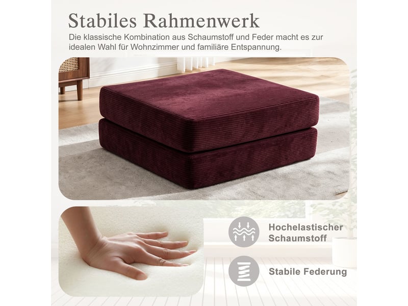  Tabouret de compression en velours côtelé doux et doux pour la peau. Avec 2 blocs de mousse haute densité pour un grand confort. Dépliable en un HFSN-1281WR - Conforama D