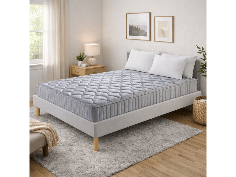 Ensemble sommier tapissier et matelas 160x200 cm - couleur : gris - matelas latex accueil moelleux greggris-marie-160x200-gris - Conforama B