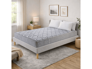 Ensemble sommier tapissier et matelas 160x200 cm - couleur : gris - matelas latex accueil moelleux