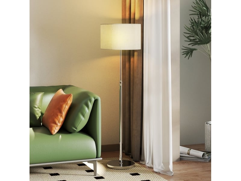  Lampadaire réglable ø40 x 133-168 cm – argent – télécommande, variateur et abat-jour en tissu  - Conforama B