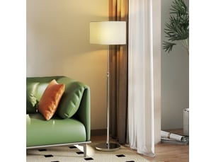 Lampadaire réglable ø40 x 133-168 cm – argent – télécommande, variateur et abat-jour en tissu