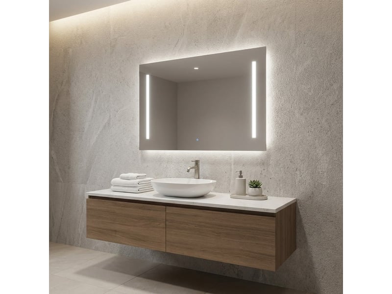 Miroir de salle de bain led tactile réversible lens - Conforama B