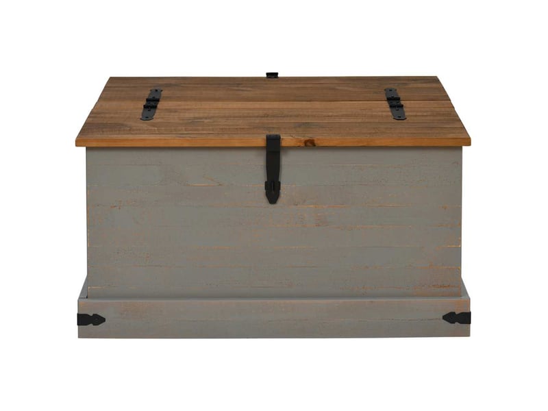  Coffre de rangement, boîte de rangement halden gris 91x91x47 cm bois massif pin  - Conforama C