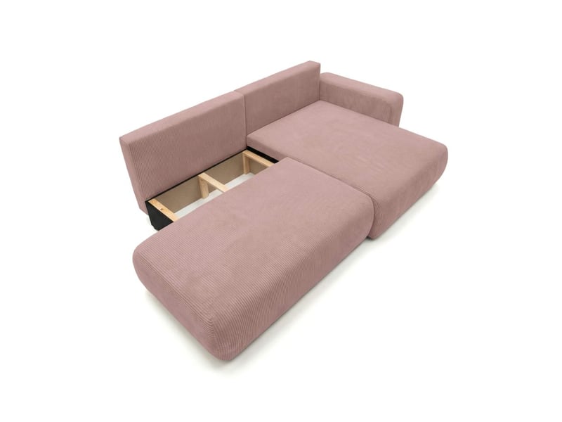  Canapé d'angle max réversible et convertible 5 places alya en velours côtelé - rose ALYA - Conforama E