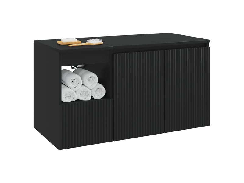  Ensemble de mobilier de salle de bain 2 pc noir cf64181  - Conforama C
