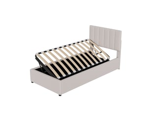 Lit coffre 90x200 cm <strong>Lonelyo</strong>  <strong></strong> coloris beige
