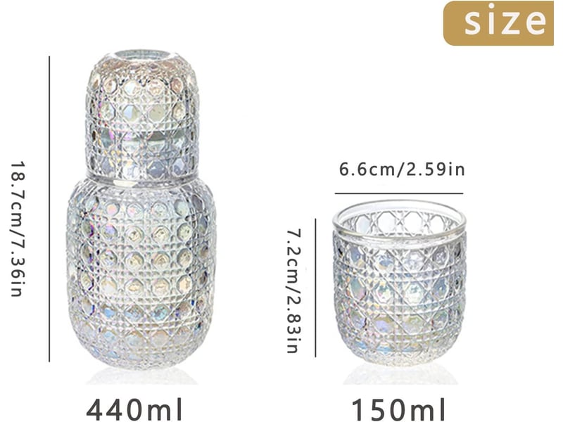  Carafe à eau de chevet avec verre à gobelet – pichet en cristal de 440 ml et verre à boire de 150 ml  - Conforama B