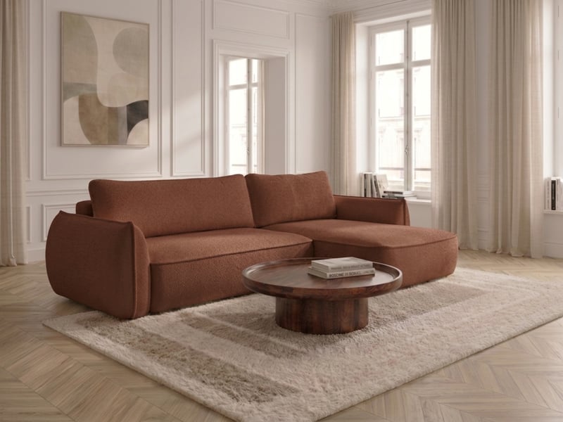  Bobochic canapé d'angle convertible réversible esmee tissu chenille orange  réversible ESMEE - Conforama B