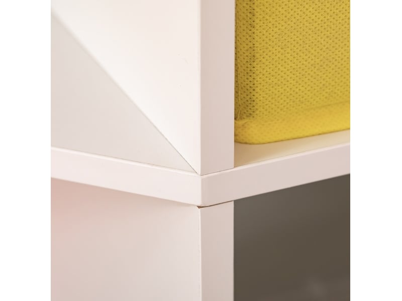  Meuble de rangement d'angle enfant 57,4 x 57,4 x 94 cm – blanc – 9 compartiments avec 3 bacs de tissu  - Conforama E