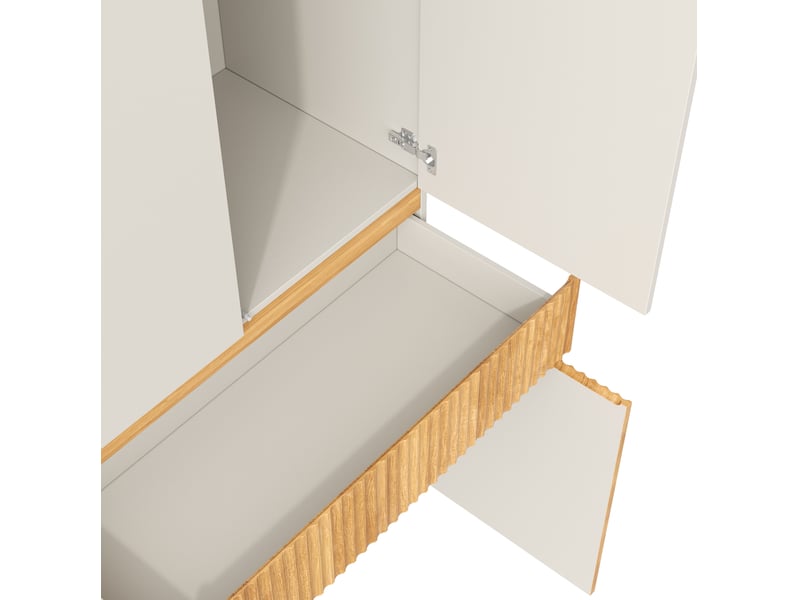  Armoire 270x50x200 cm 12 portes mdf chêne clair et gris  - Conforama D