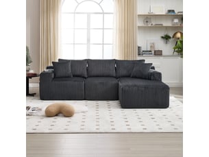 Canapé modulable set méridienne 2 places velours côtelé 5 coussins poches latérales porte-gobelets diy