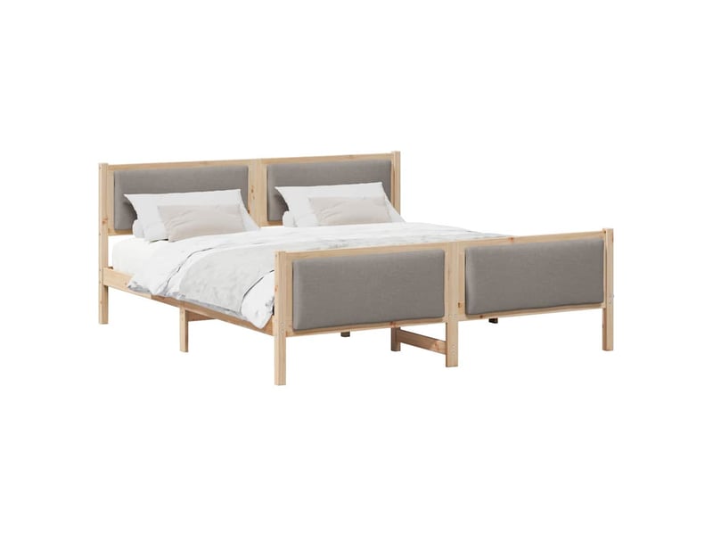 Lit double- lit adulte - cadre de lit avec tête de lit taupe 200 x 200 cm tissu - Conforama B
