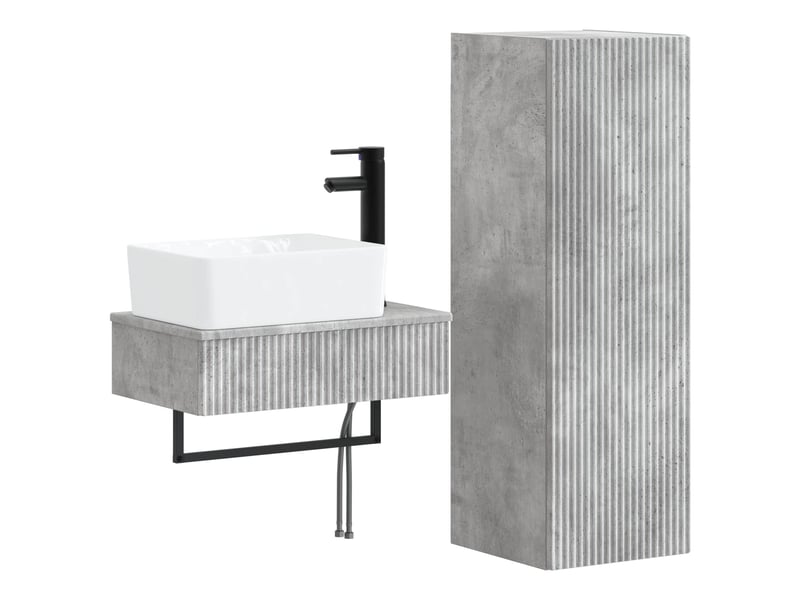Ensemble de mobilier de salle de bain 2 pcs gris béton shl3237 - Conforama A