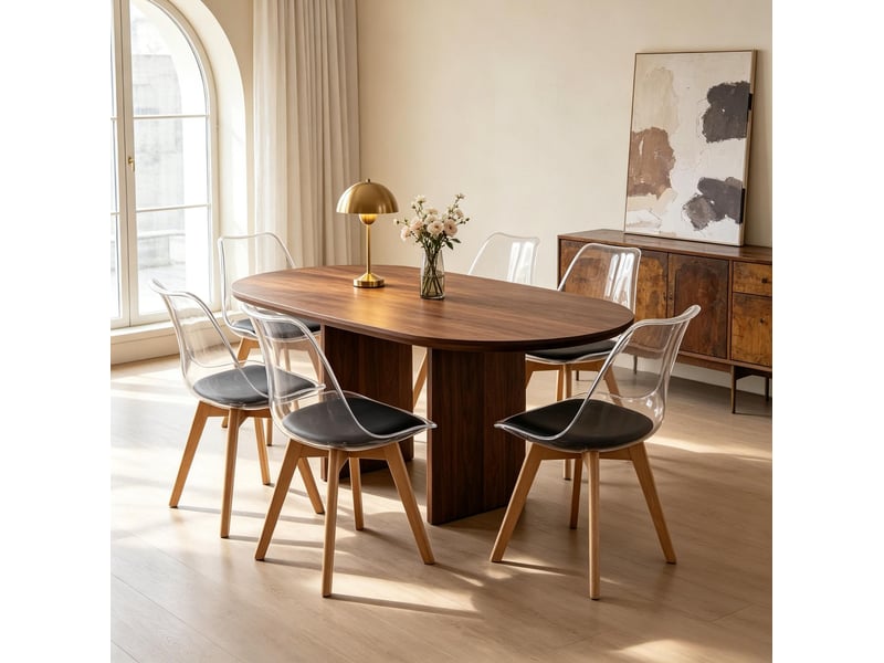  Lot de 6 chaises de salle à manger 42x42x83 cm – noir – assise rembourrée, pieds en bois stables au quotidien  - Conforama D