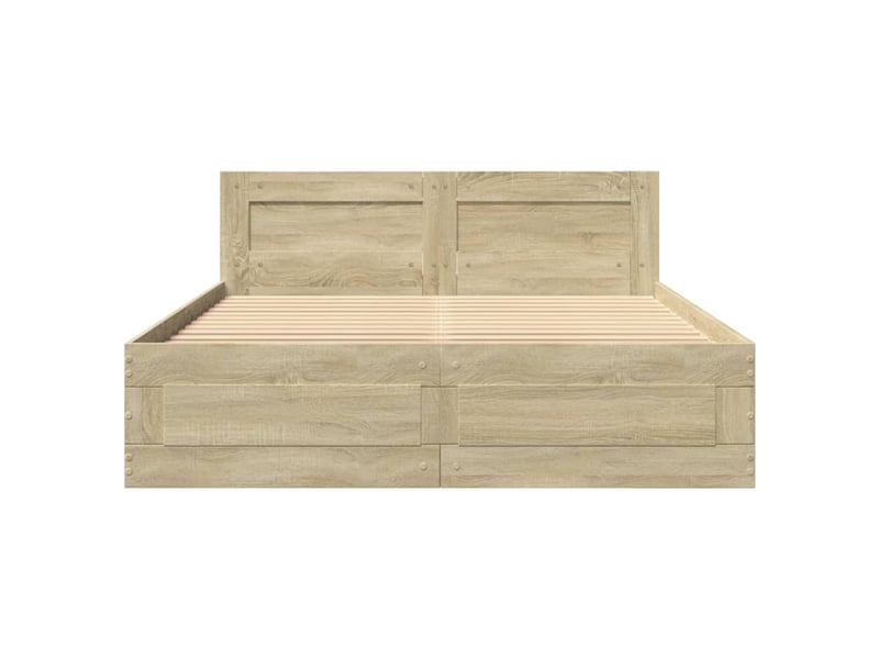 Lit double- lit adulte -  cadre de lit tête de lit sans matelas chêne sonoma 140x200 cm  - Conforama D