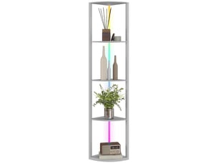 Lampadaire led, intensité réglable sur 5 niveaux, avec étagère, changement de couleur rgb, télécommande, gris, 42 x 29,5 x 163 cm