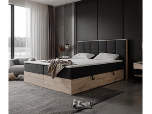 Lit coffre 180x200 cm <strong>IDOHOME</strong>  <strong>LAVIO II</strong> coloris noir