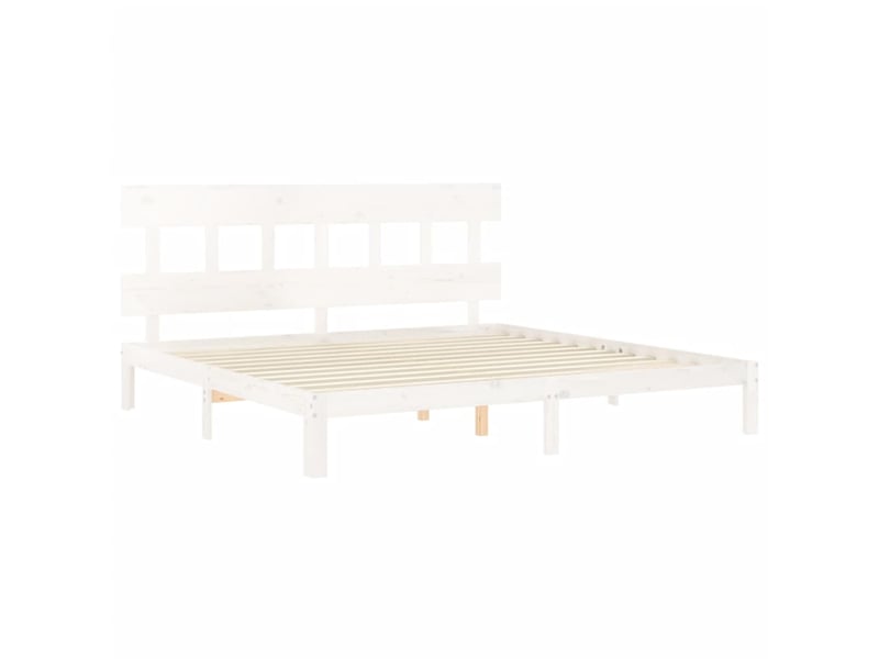  Lit double- lit adulte -  cadre de lit sans matelas blanc 200x200 cm bois massif de pin  - Conforama D