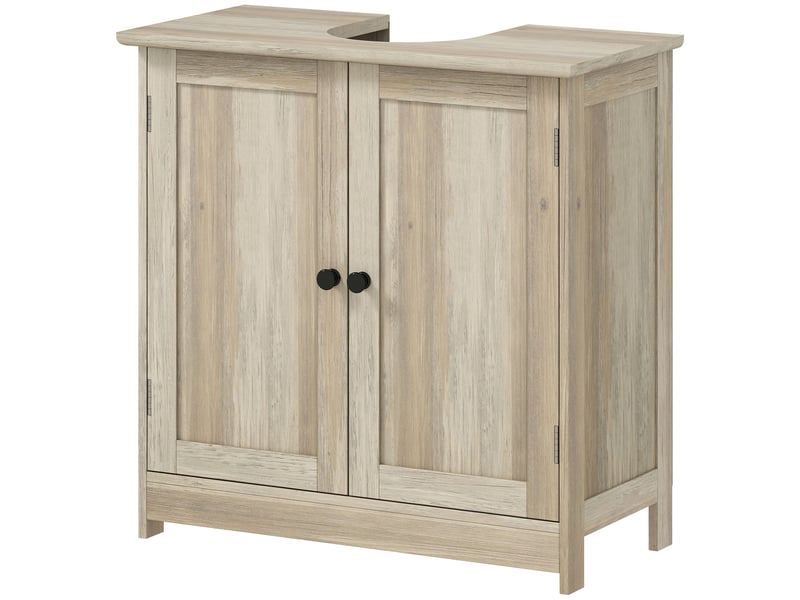  Meuble sous lavabo salle de bain gris, 2 portes, étagère réglable, 60 x 30 x 60 cm  - Conforama B