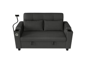 Canapé droit fixe  OMNIGLINT TRADING LTD 2 places Tissu gris avec coffre de rangement