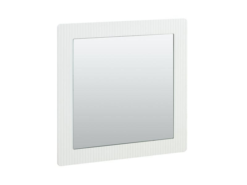 Miroir mural carré 80 x 80 cm à cadre blanc en mdf strié, design moderne pour entrée, chambre et salon - Conforama A