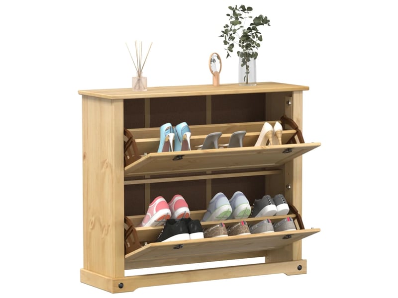  Meuble à chaussure, armoire à chaussures corona 99x32x85 cm bois de pin massif  - Conforama B