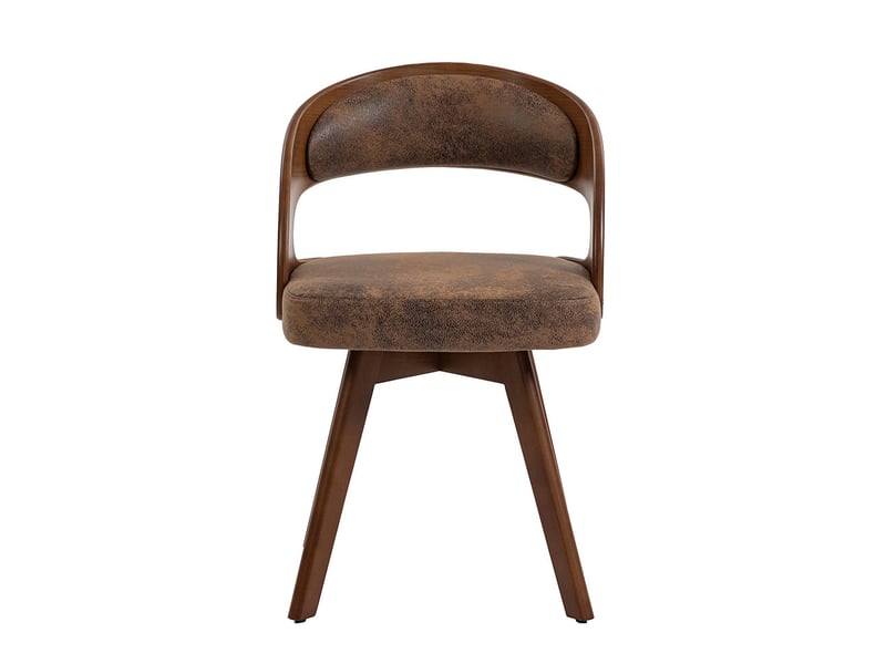 Chaise de salle à manger moderne pivotante en bois avec coussin tissu fonctionnel couleur café dossier incurvé chaise d'appoint pour cuisine café salon  - Conforama A