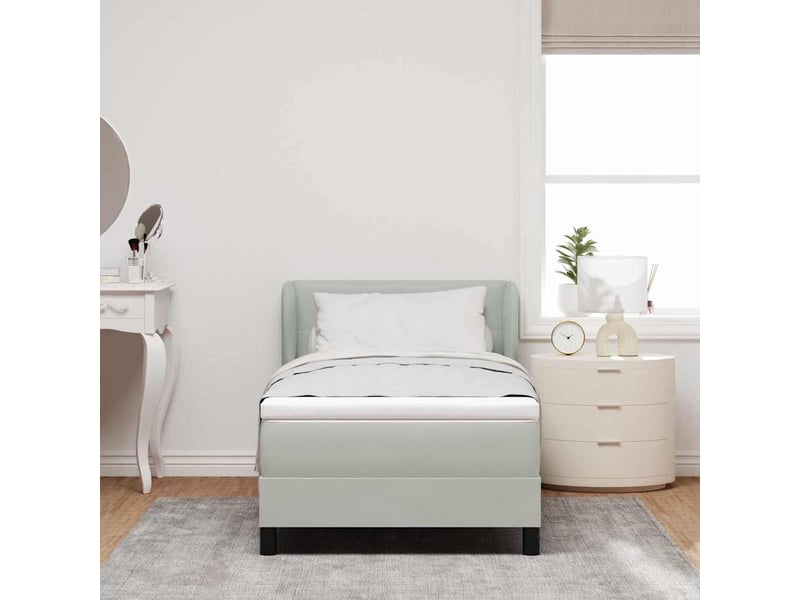 Lit simple, lit à ressorts avec tête de lit gris clair 80 x 200 cm velours shl46147 - Conforama C