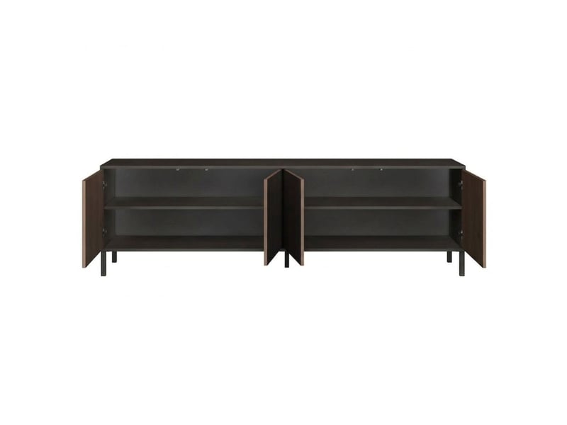  Meuble tv gris lave et aspect bois relief effet tasseaux pieds métal - ticoria TICORIA - Conforama C