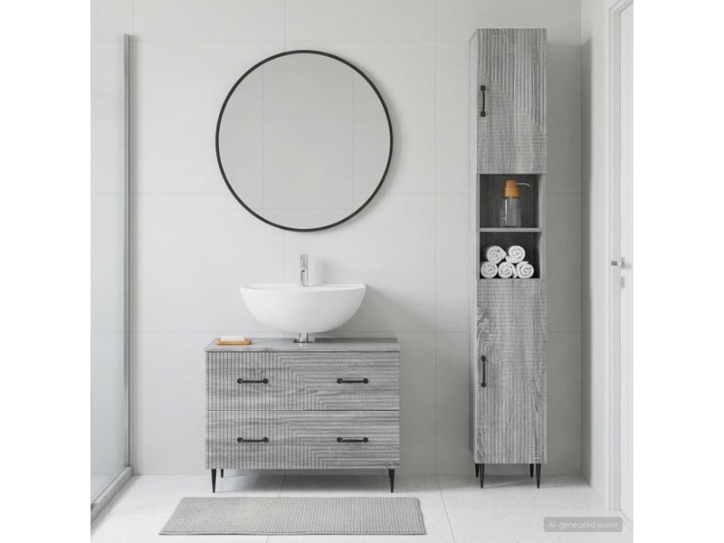  Ensemble de 2 meubles de salle de bain haarlem sonoma gris cf63171  - Conforama B