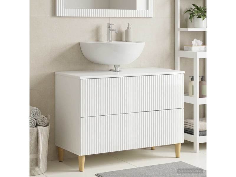  Meuble sous lavabo de salle de bain arnhem blanc brillant cf64816  - Conforama B