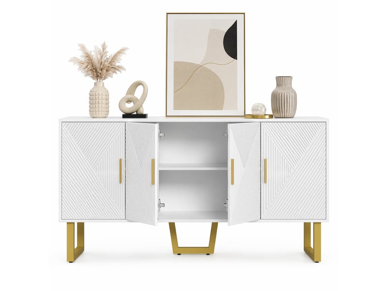  Buffet 4 portes à étagères réglables avec fermeture douce pour salle à manger 150×40×82 cm blanc  - Conforama A