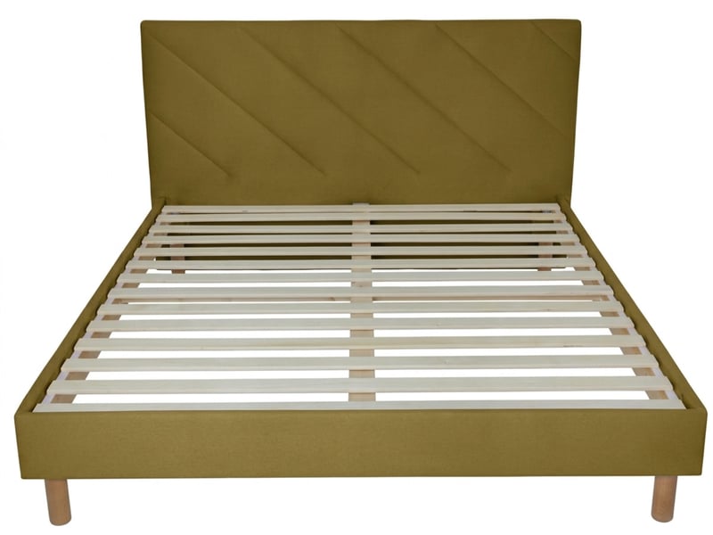  Bobochic lit helena tissu velours lisse avec lattes massives vert 180x200 HELENA - Conforama D