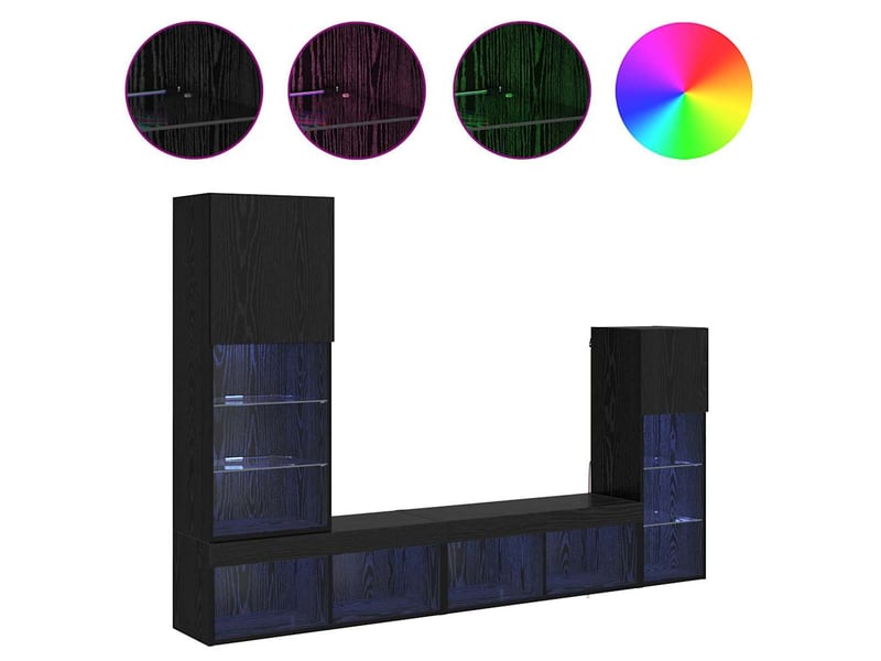  Lot de 4 meuble tv mural, meuble tv suspendu chêne noir bois d'ingénierie shl99093  - Conforama D