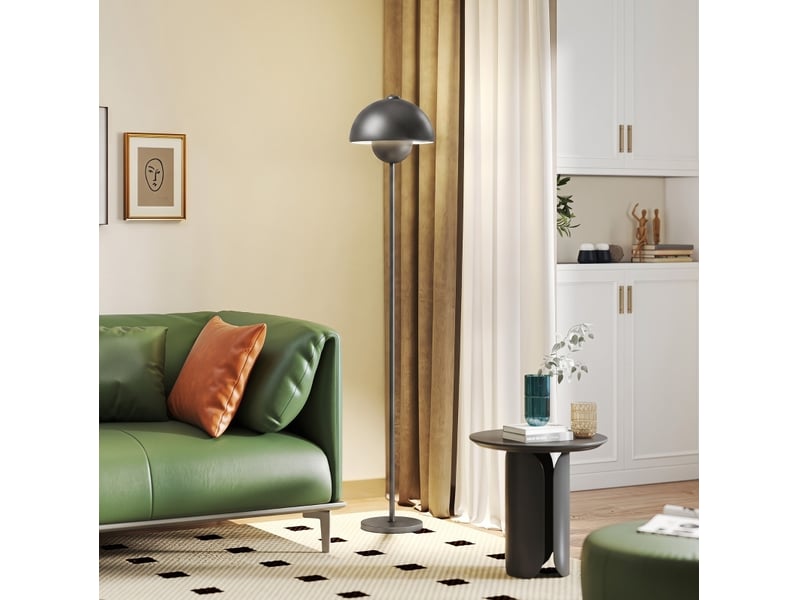  Lampadaire 30x155 cm interrupteur au pied métal gris  - Conforama C