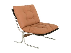 Fauteuil d'accent 72.2x84.1x84.6cm – lounge chair style barcelona sans accoudoirs avec coussin amovible – cuir - marron