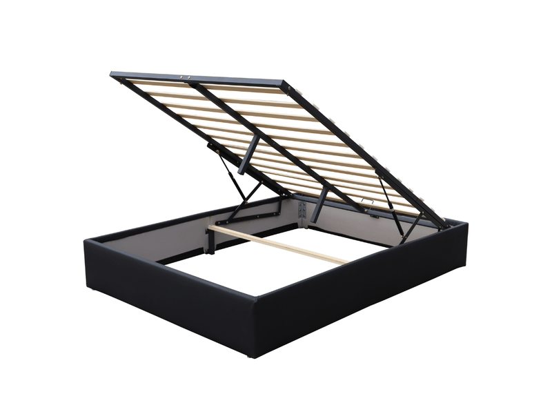 Ensemble lit coffre et matelas 160x200 cm - couleur : noir - matelas latex accueil moelleux soutien lorisnoir-marie-160x200-noir - Conforama C