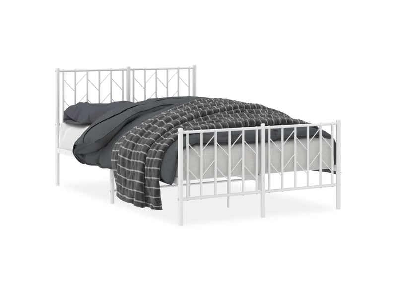 Lit double- lit adulte - cadre de lit métal sans matelas et pied de lit blanc 120x190 cm - Conforama A