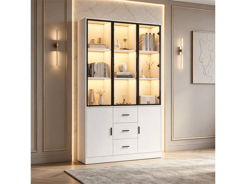  Lit capitonné led 180 x 200 cm en pu effet galet blanc, coffre hydraulique, port usb rechargeable intégré, éclairage led, tête de lit réglable  - Conforama E