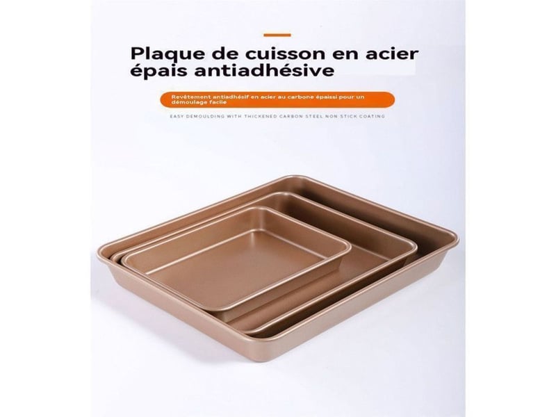  Plateaux four antiadhésifs lot de 3 acier carbone 22 28 32 cm finitions inox empilables 400289_AABBY09701_6_DROPFR - Conforama C
