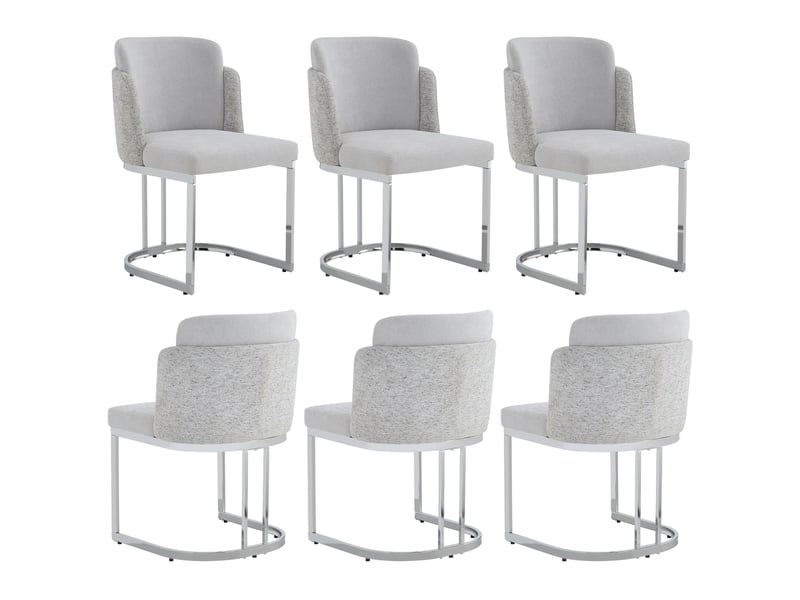  Lot de 6 chaises de salle à manger,61,5x53,5x86 cm,chenille,gris clair argenté  - Conforama A