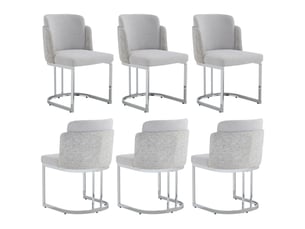 Lot de 6 chaises de salle à manger,61,5x53,5x86 cm,chenille,gris clair argenté