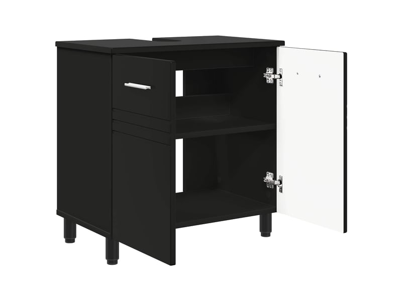 Unité de vanité de salle de bain, meuble de rangement noir 60x35x60 cm shl3165 - Conforama D