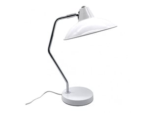 Lampe de bureau fabrilamp elian blancchromé 1 x e27 articulée orientable 44x24x35 cm